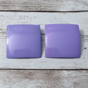 Vintage Clip On Earrings 1.25" Very Large Purple Squares Retro Statement